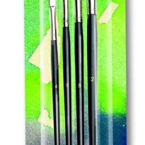JOVI Flat Paint Brushes Assorted Sizes Pack of 4 Carded (#4,6,8,12) - JOV8386