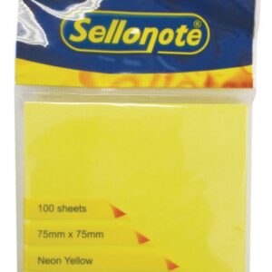 SELLO-NOTE 75x75mm Neon Yellow 1x100 Sheets - SN17510