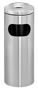 Krost Awesome Innovation Stainless Steel Standing Ashtray Litter Bin. With Cut Out and Galvanized Ash Holder 240 Dia x 680h BRUSHED STAINLESS STEEL - 788NR