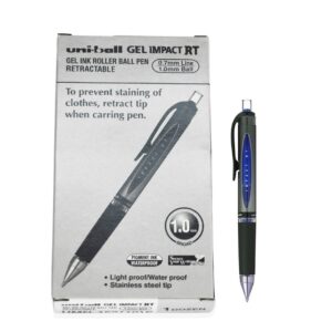 Artline UMN-152S Impact Blue 1.0mm Impact Rollerball Pen Retractable Rubber Grip - Box of 12 - 41-0058-02