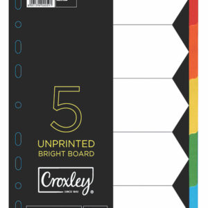 Croxley 160GSM Rainbow Bright Colour Dividers 5 Part Each - DIV1479 - JD1479