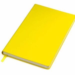 A5 SOFT TOUCH JOURNAL - RIBBON / ROUNDED CORNERS / H&T BANDS -YELLOW - 432930