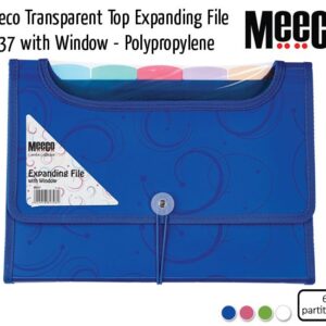 Meeco A4 Expanding File With Window 6 Divisions Blue - ZQ37-B2