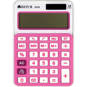 TREFOIL 12 DIGIT SMALL CALCULATOR PINK/WHITE - DACALD2039